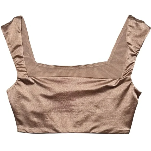 SKIMS Stretch Satin Square Neck Bra in Desert Clay - Picture 2 of 5